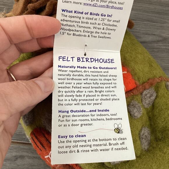 Wild Woolies FOREST HOUSE Felt Birdhouse Eco Friendly Fair Trade NWT - Picture 15 of 16